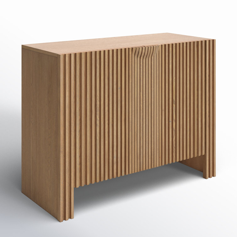 Fallon 41" Natural Oak Wood Sideboard with Panel Design