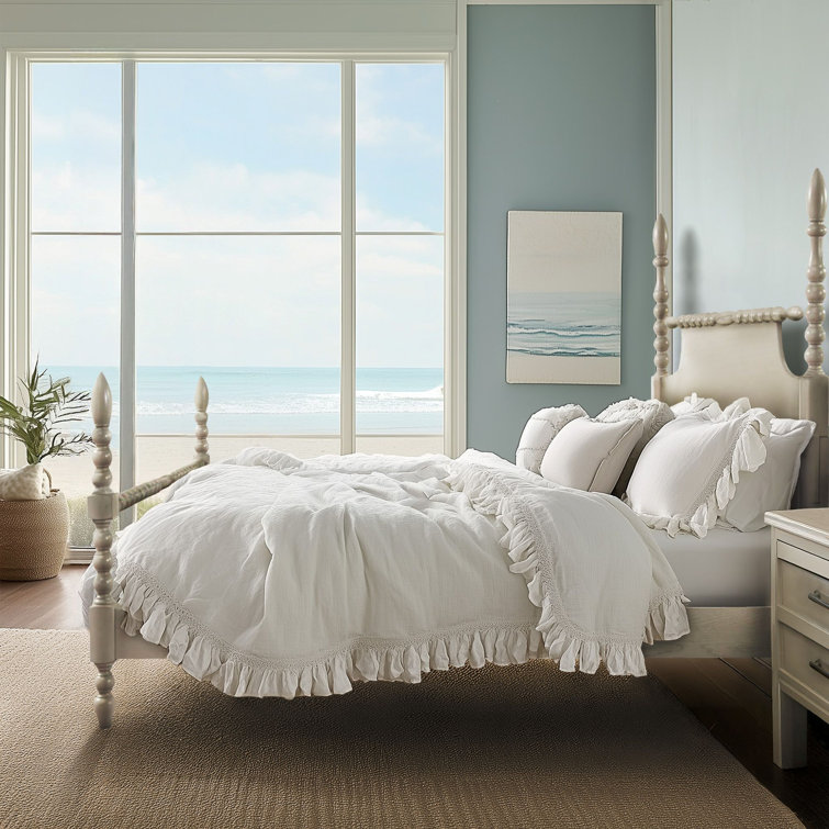 Beckett Natural King Poster Bed with Wood Frame and Headboard