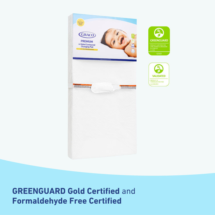 White PVC-Free PEVA 4-Sided Contoured Baby Changing Pad