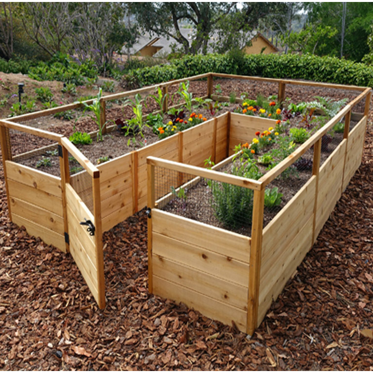 12 ft Cedar Raised Garden Bed with Wire Mesh