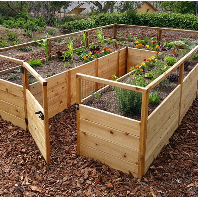 12 ft Cedar Raised Garden Bed with Wire Mesh