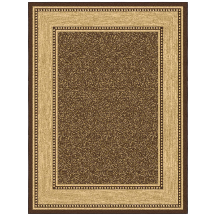 Brown and Beige Oval Washable Stain-Resistant Area Rug