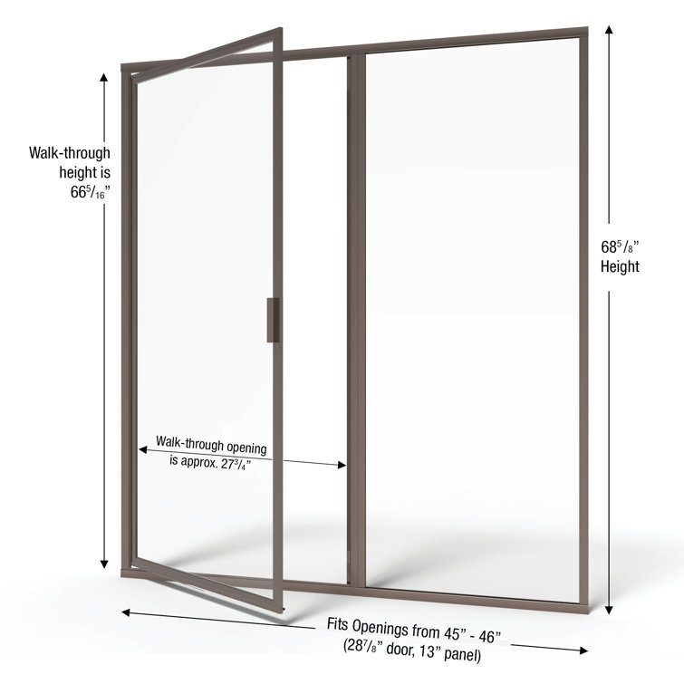 Deluxe 46" x 68.63" Oil Rubbed Bronze Framed Shower Door with Clear Glass
