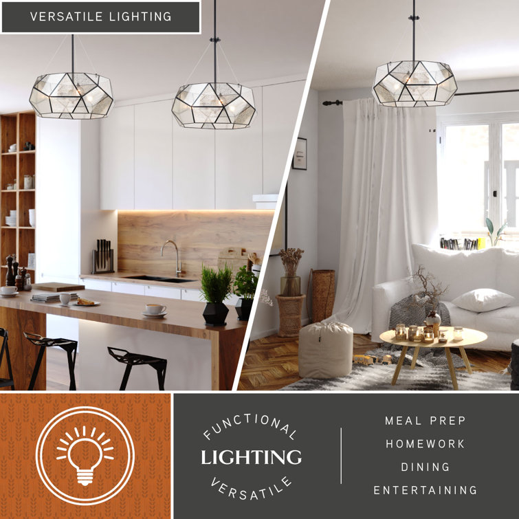 Euclid 20'' Black and Mercury Glass Geometric Pendant Light