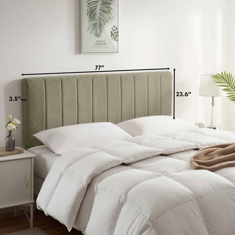 Gray Upholstered King Tufted Wall-Mounted Headboard