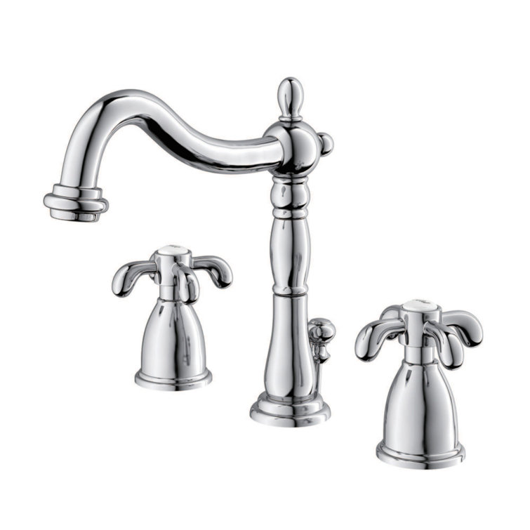French Country Polished Chrome 8" Widespread Bathroom Faucet