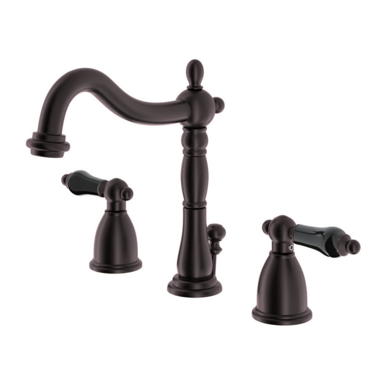 Duchess Oil Rubbed Bronze Widespread Bathroom Faucet with Black Porcelain Handles