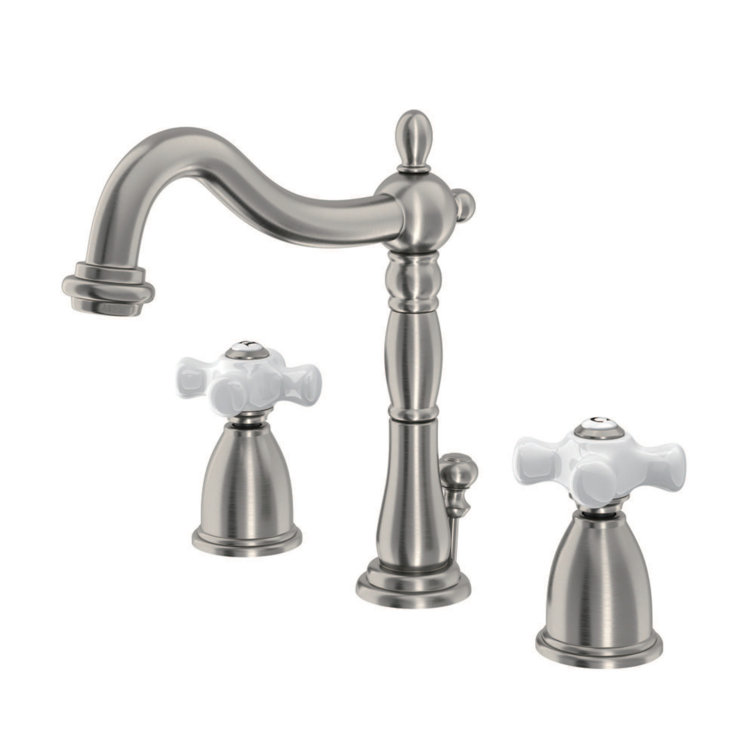 Heritage Polished Nickel Widespread Bathroom Faucet with Drain