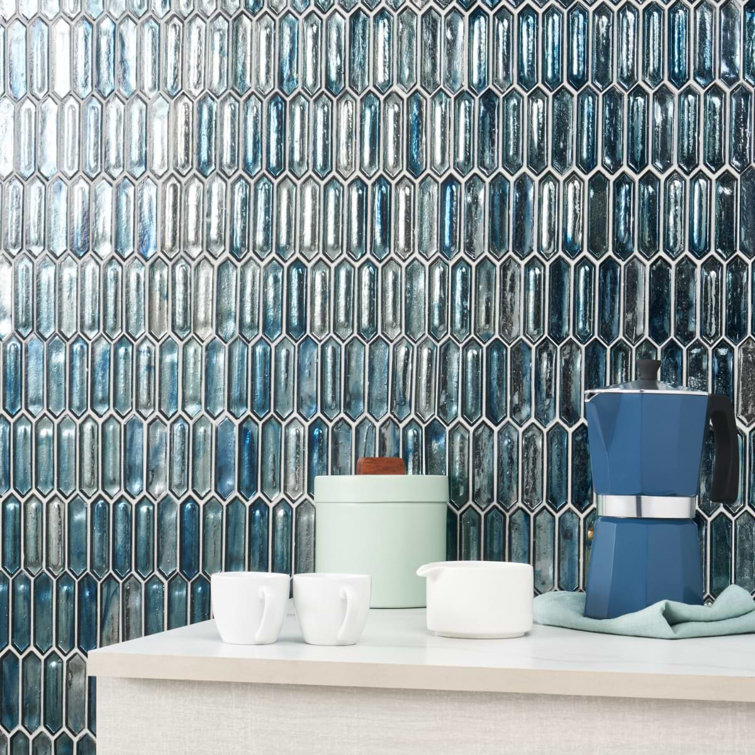 Ocean Rain Blue and White Glass Mosaic Wall Tile