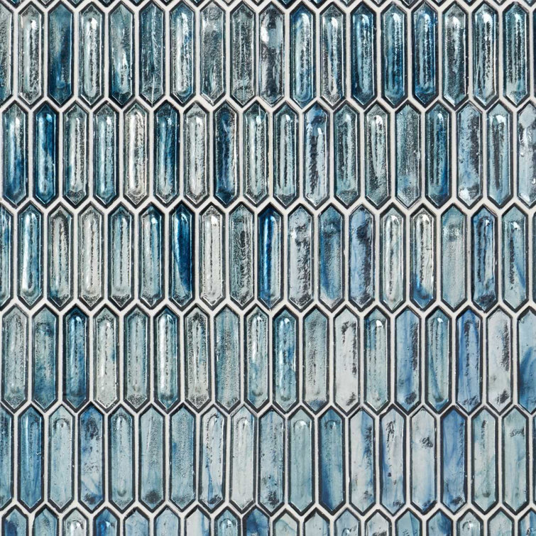 Ocean Rain Blue and White Glass Mosaic Wall Tile
