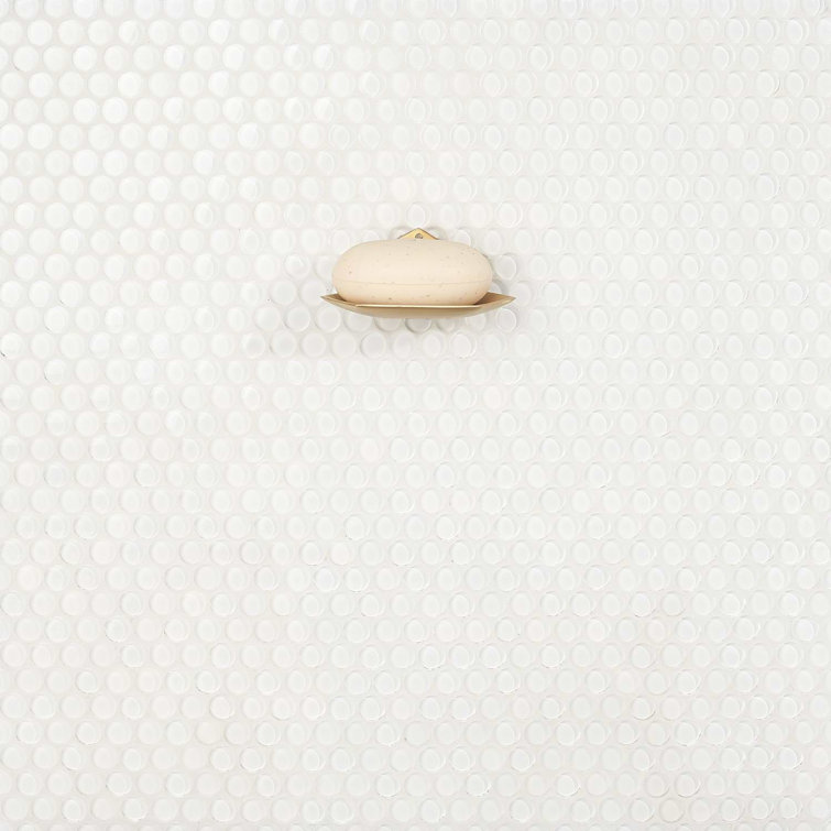 Super White Polished Glass Penny Round Mosaic Tile Sheet