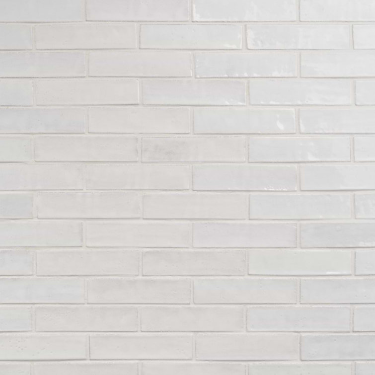 Orion White Glossy Ceramic Subway Wall Tile 2" x 8"