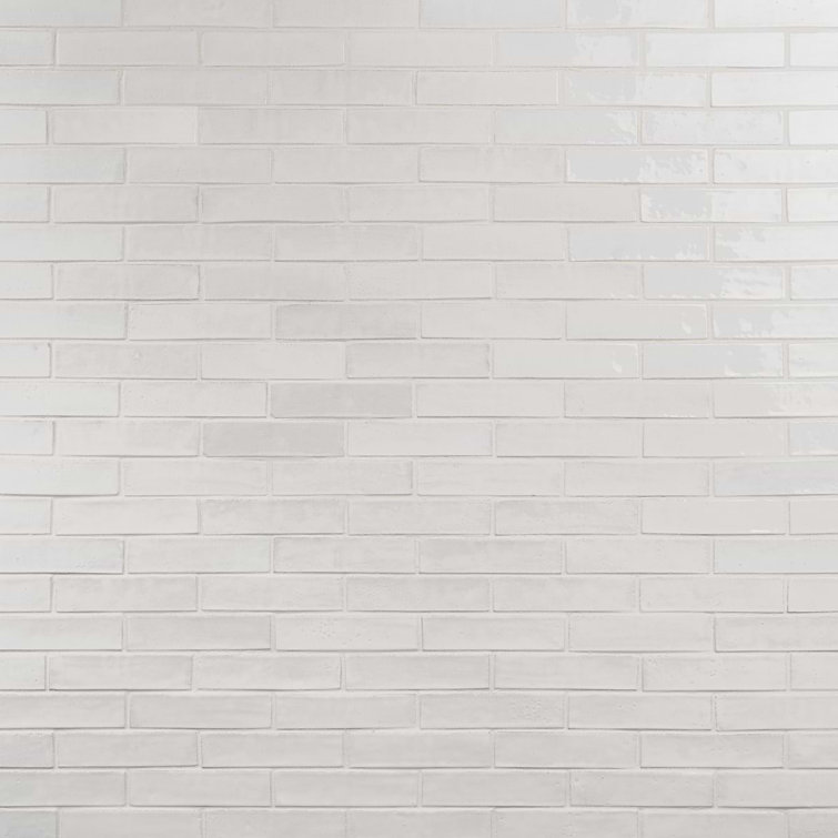 Orion White Glossy Ceramic Subway Wall Tile 2" x 8"