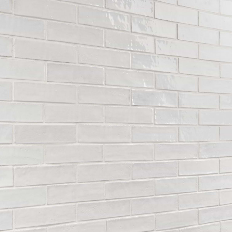 Orion White Glossy Ceramic Subway Wall Tile 2" x 8"
