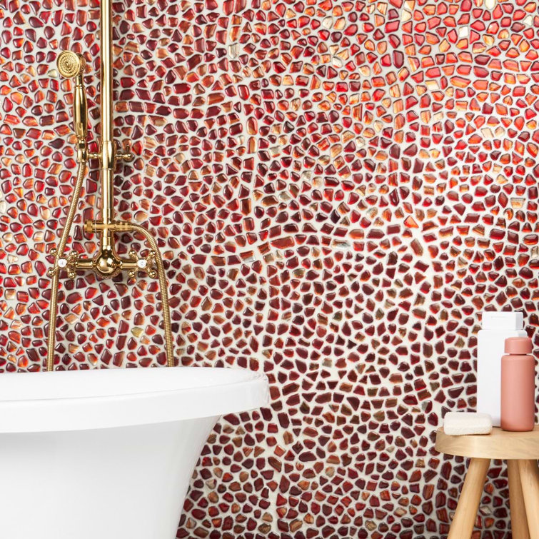 Apollo Pebble Polished Green Glass Mosaic Wall Tile