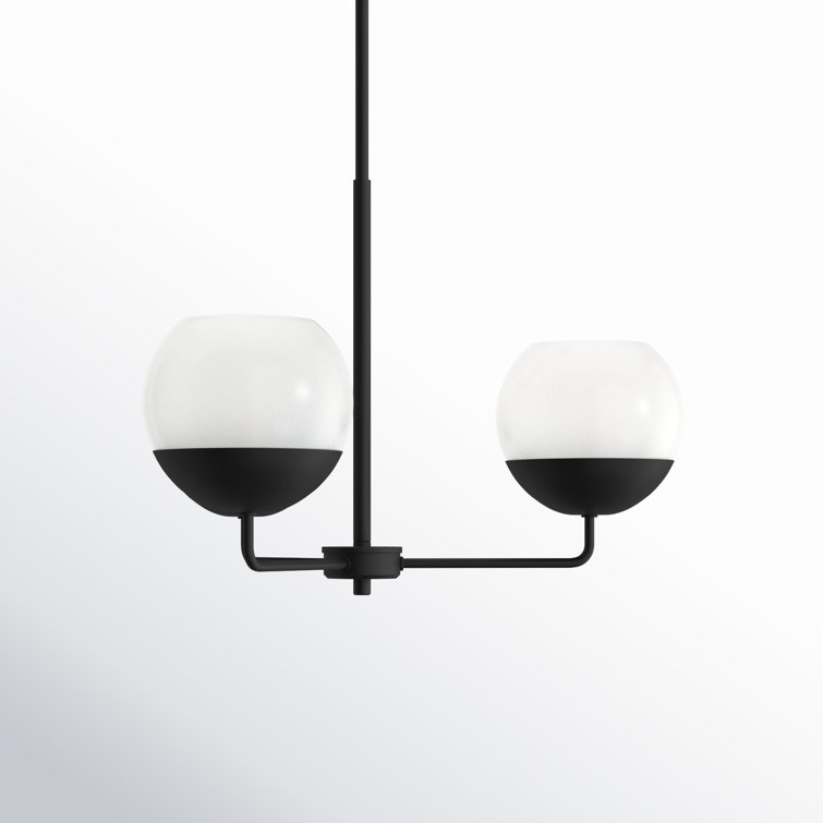 Midnight Black Steel Chandelier with Milk Glass Shades