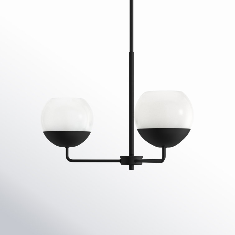 Midnight Black Steel Chandelier with Milk Glass Shades