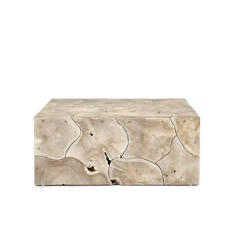 Natural Teak Wood Square Coffee Table with Interlocking Design