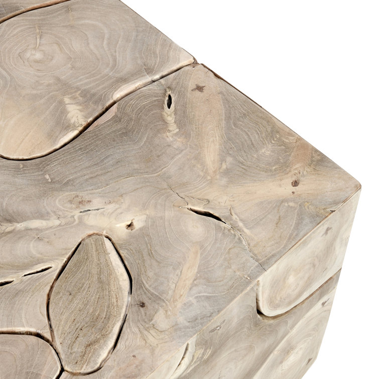 Natural Teak Wood Square Coffee Table with Interlocking Design