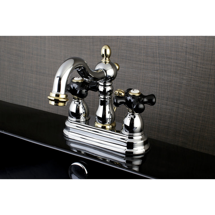 Heritage Onyx Elegance 4" Polished Chrome Centerset Bathroom Faucet