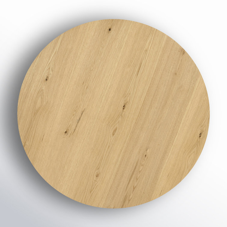 Natural Round Wood Grain Coffee Table with Wheels
