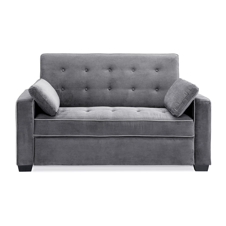Monroe Gray Tufted Queen Sleeper Sofa with Wood Frame