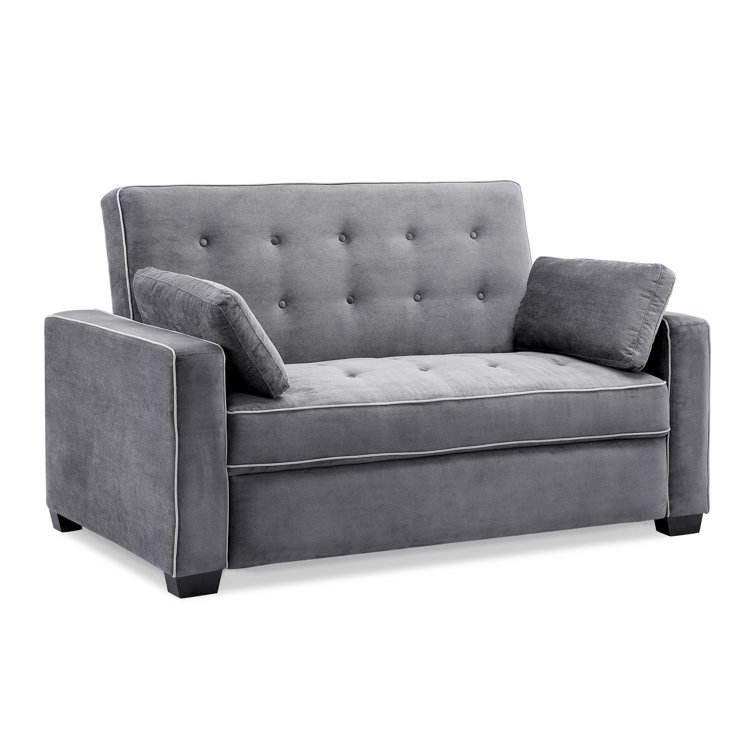 Monroe Gray Tufted Queen Sleeper Sofa with Wood Frame