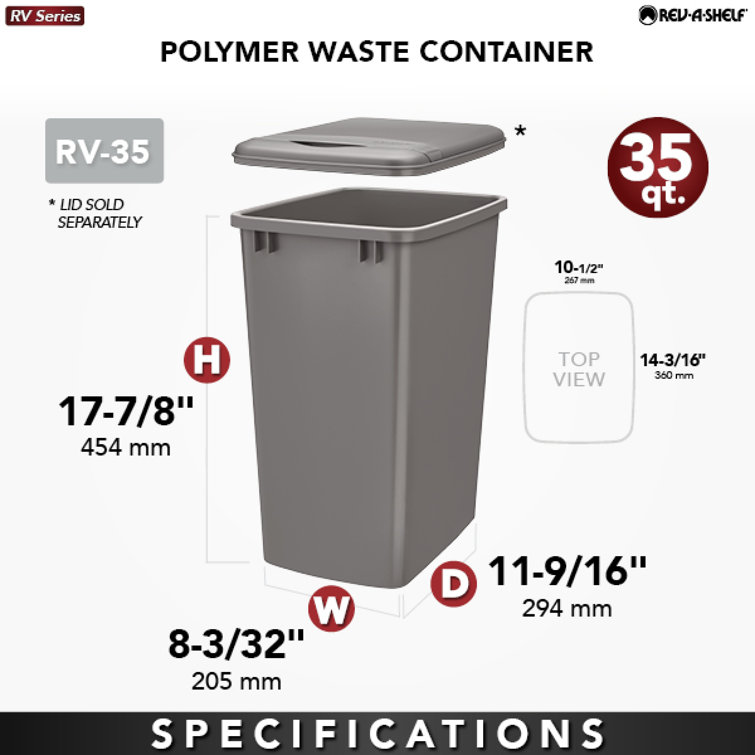 Orion Gray 35 Qt. Plastic Pull-Out Trash Bin Replacement