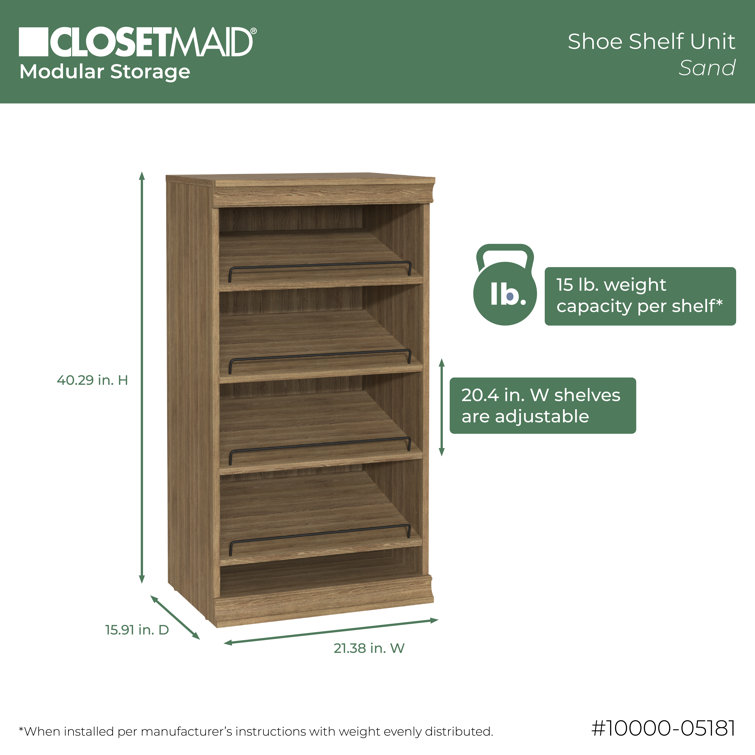 Sand Stackable Wood and Metal Shoe Shelf Unit