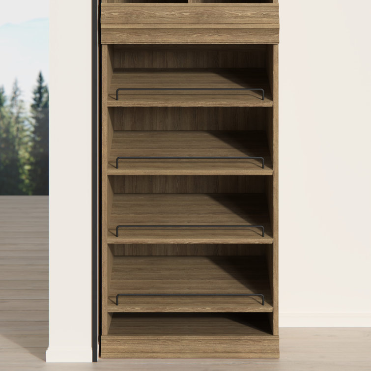 Sand Stackable Wood and Metal Shoe Shelf Unit