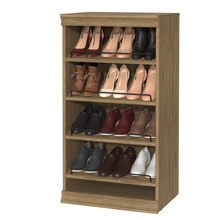 Sand Stackable Wood and Metal Shoe Shelf Unit