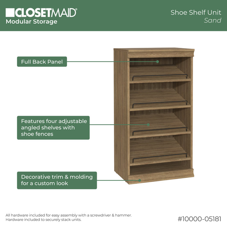 Sand Stackable Wood and Metal Shoe Shelf Unit