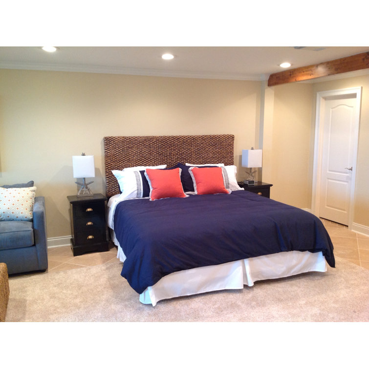 Queen Mahogany and Water Hyacinth Woven Headboard