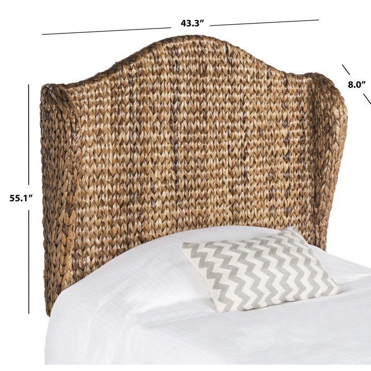Nadine Transitional Winged Banana Leaf Fiber Twin Headboard in Rich Brown