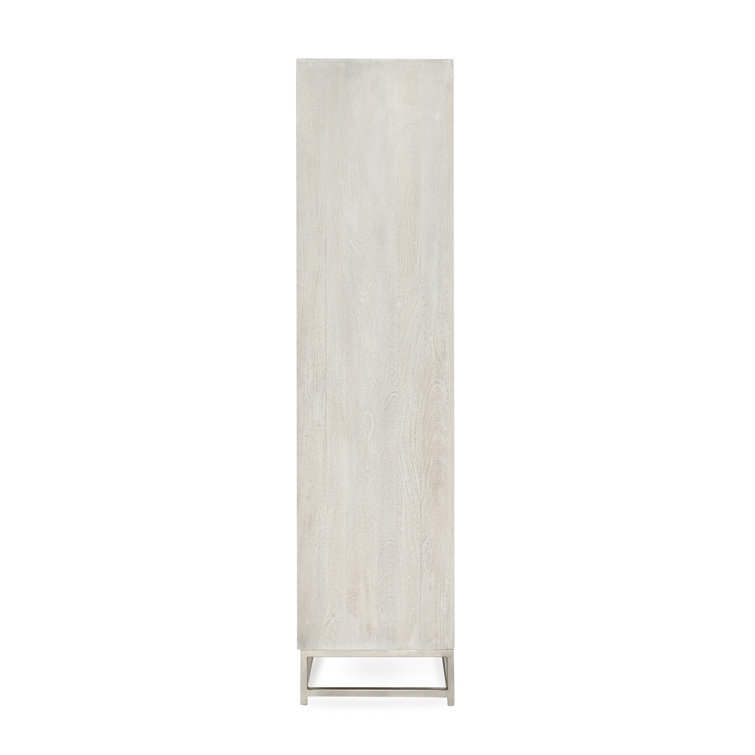Adina Tall White Mango Wood Cabinet with Mirrored Doors