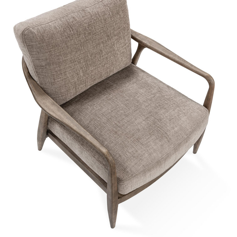 Beige Handcrafted Wood Accent Armchair