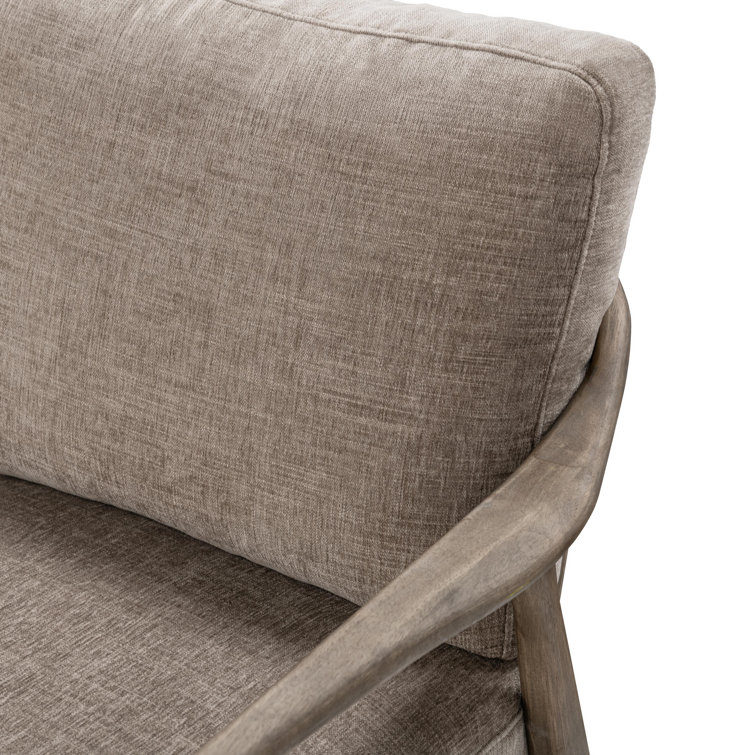 Beige Handcrafted Wood Accent Armchair