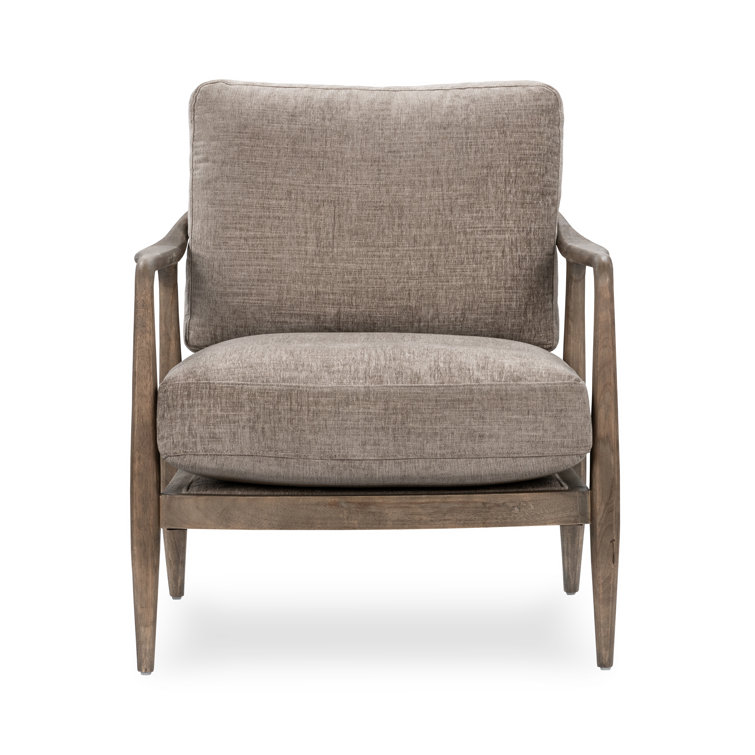 Beige Handcrafted Wood Accent Armchair