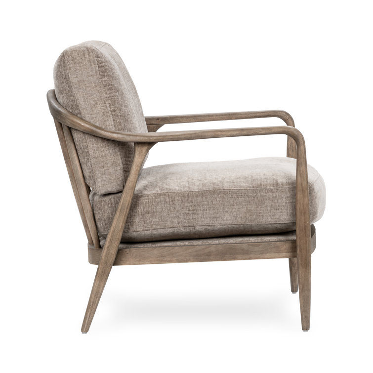 Beige Handcrafted Wood Accent Armchair