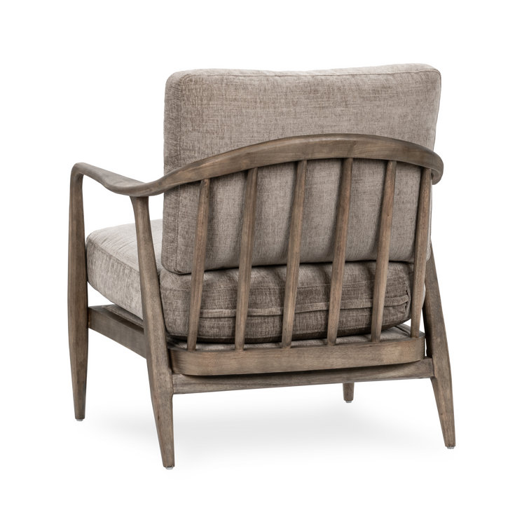 Beige Handcrafted Wood Accent Armchair
