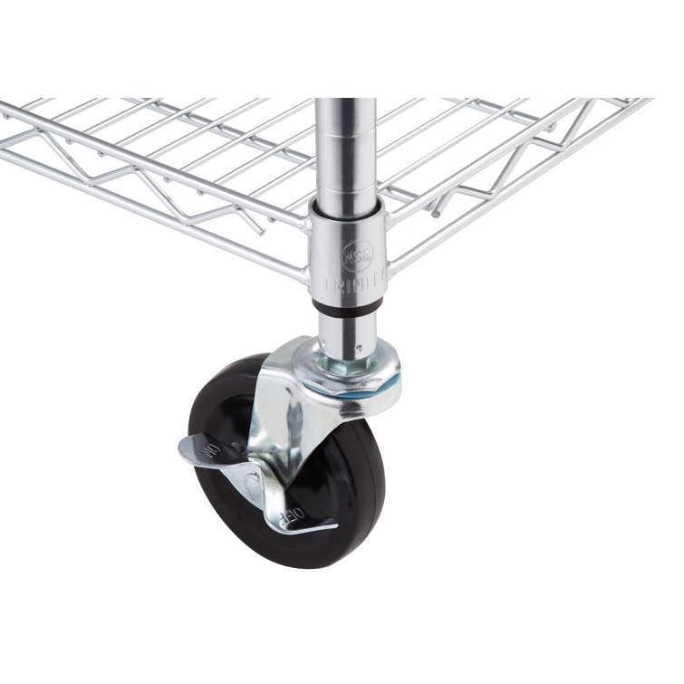 Adjustable Black 5-Tier Chrome Wire Shelving Unit with Hooks