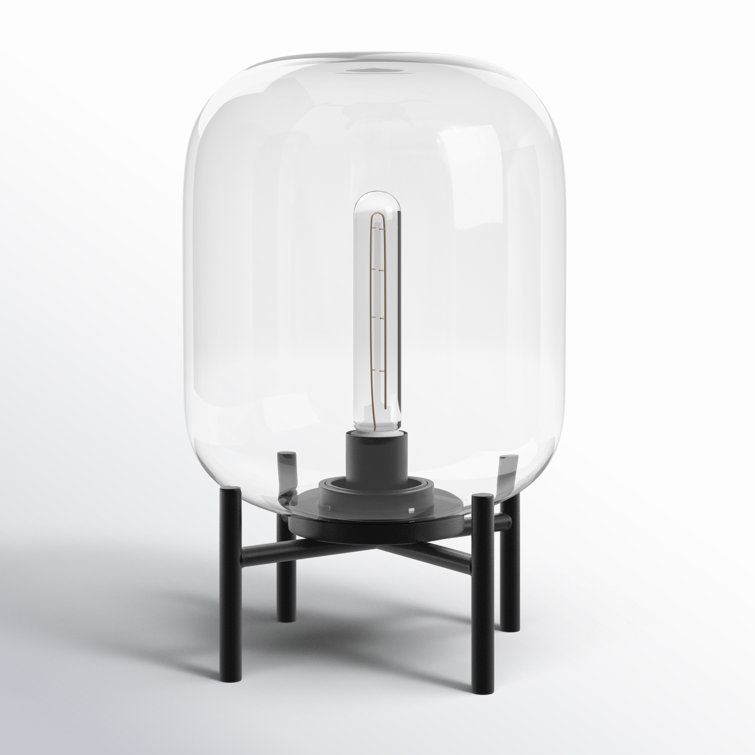 Edison Bronze 15" Industrial Glass Globe Table Lamp