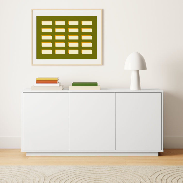 Carson 65'' White Minimalist Sideboard with Chrome Hardware