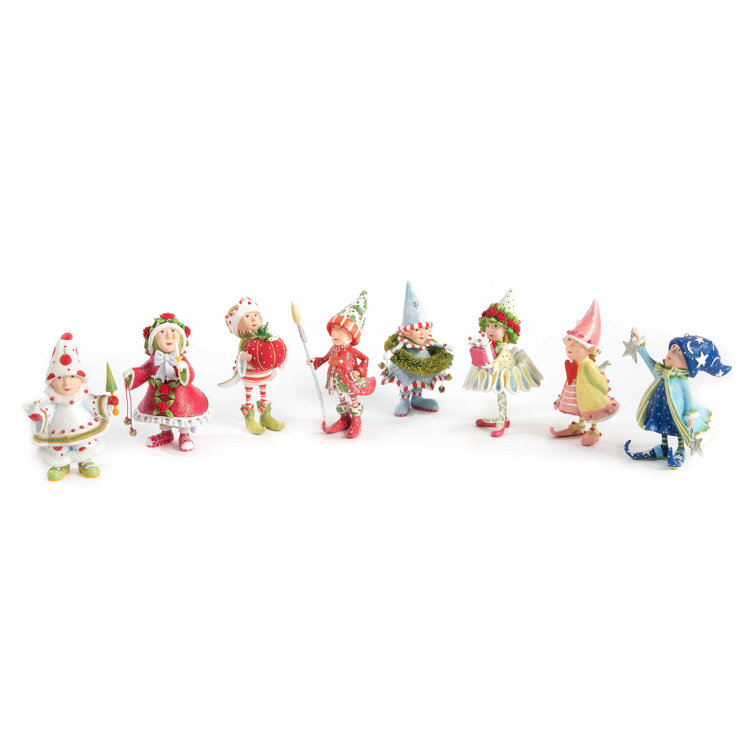 Hand-Painted Resin Elf Hanging Ornament Set