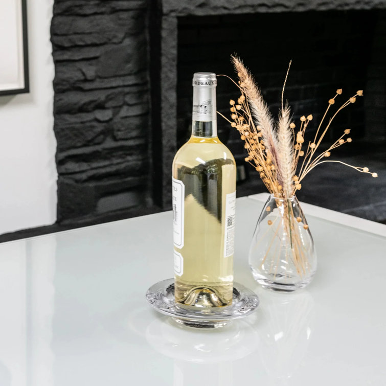 Hand-Blown Clear Glass Wine Coaster, 5.75" Diameter