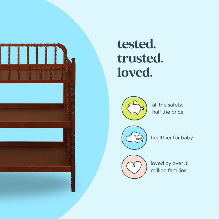 Rich Cherry Wood Traditional Baby Changing Table with Safety Strap