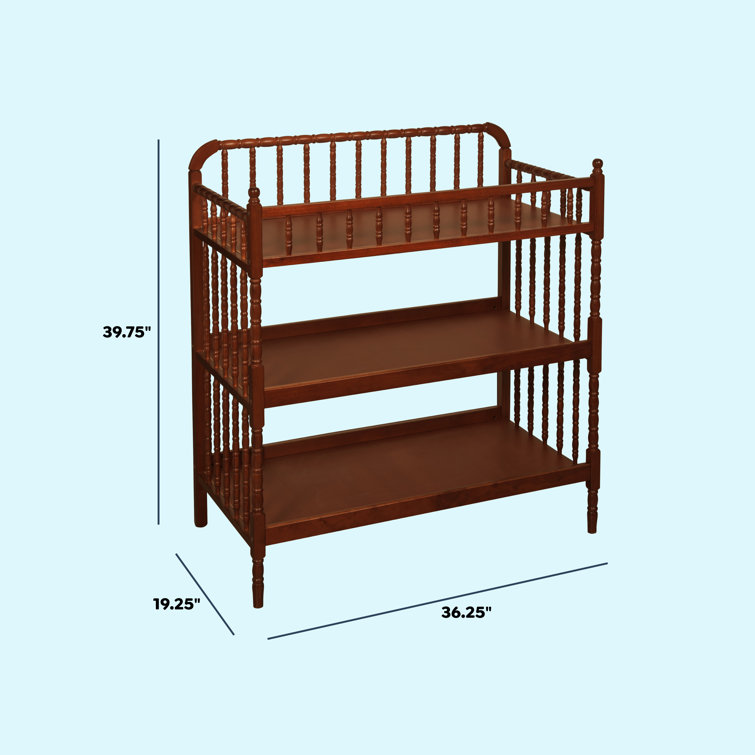 Rich Cherry Wood Traditional Baby Changing Table with Safety Strap