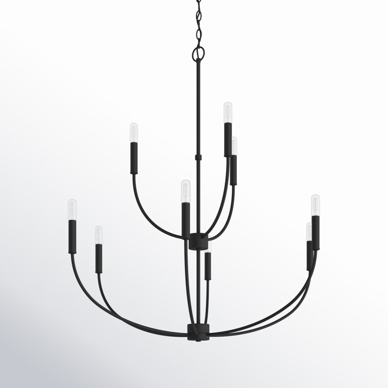 Midnight Black 9-Light Candle Style Metal Chandelier
