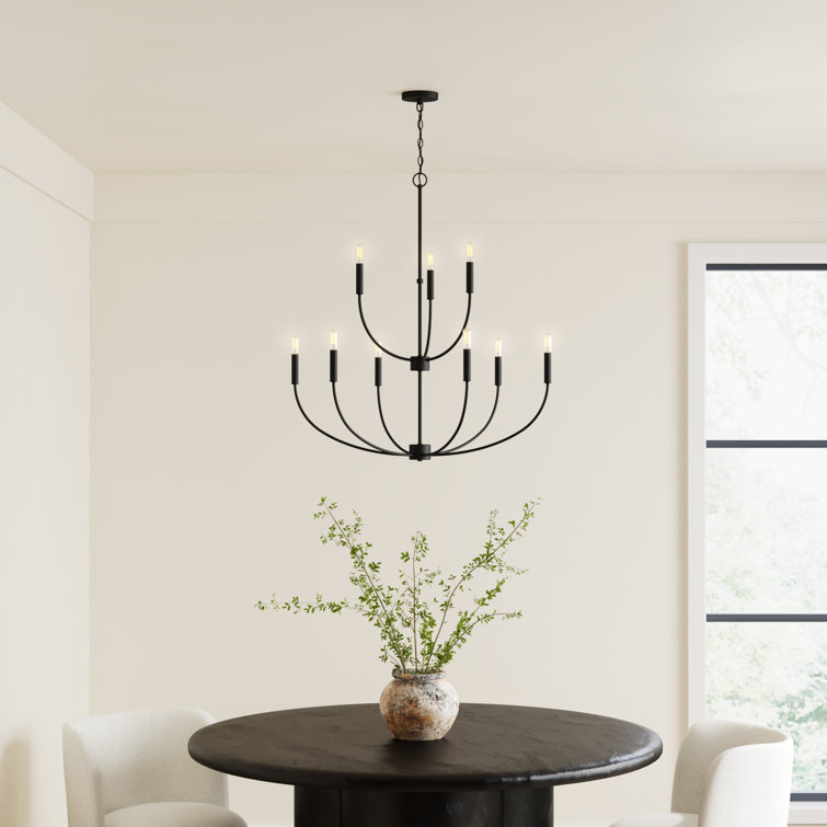 Midnight Black 9-Light Candle Style Metal Chandelier