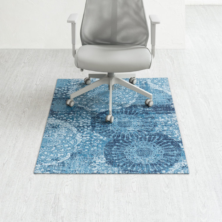 Maldives Blue and Ivory Polyester Chair Mat